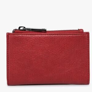 Zara RFID Zip-Top Snap ID Holder Card Wallet Berry Red